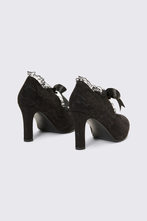 Dangerfield - Black Lace On Lace Heel - black