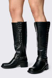 Dangerfield - Stud Biker Knee Boot - black