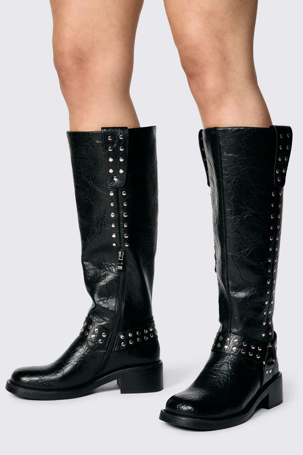Dangerfield - Stud Biker Knee Boot - black