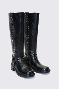 Dangerfield - Stud Biker Knee Boot - black