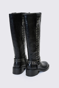 Dangerfield - Stud Biker Knee Boot - black