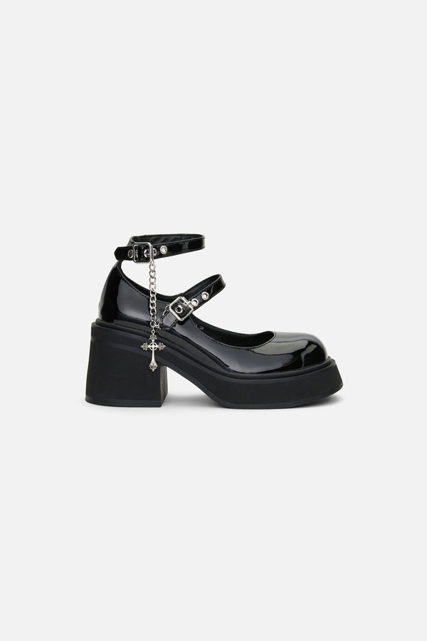 Dangerfield - Patent Cross Charm Mary Jane - black