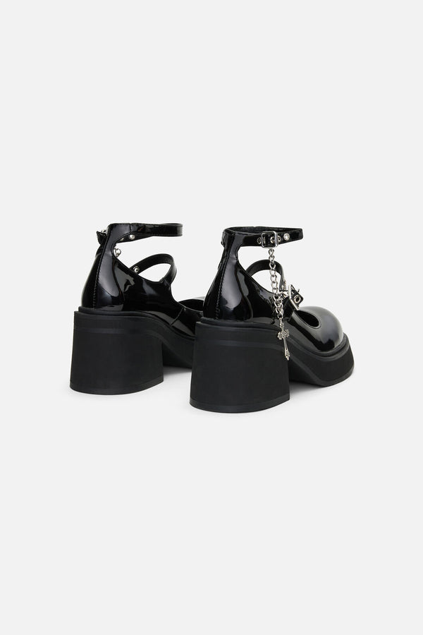 Dangerfield - Patent Cross Charm Mary Jane - black