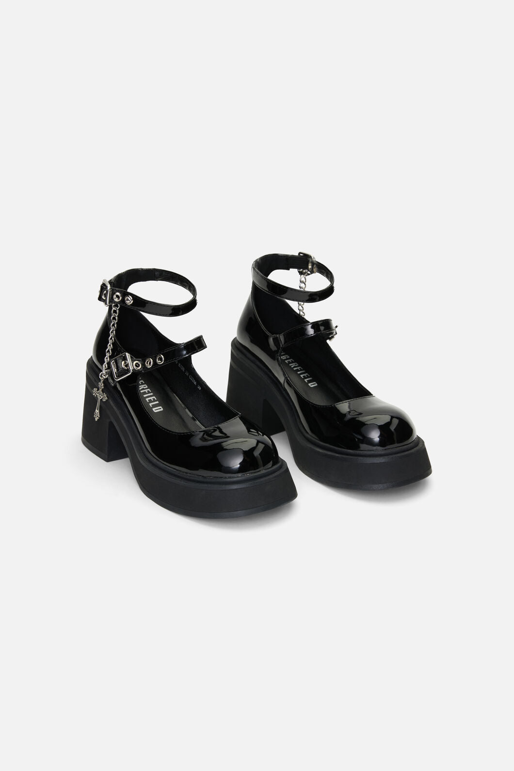 Dangerfield - Patent Cross Charm Mary Jane - black