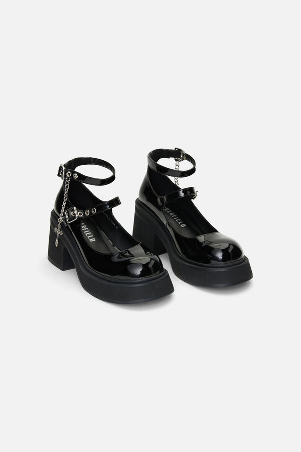Dangerfield - Patent Cross Charm Mary Jane - black