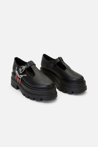 Dangerfield - Coffin Chain T Bar Shoe - black