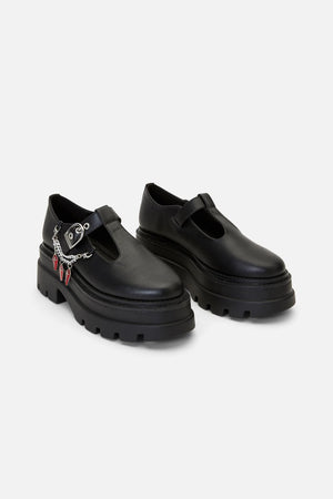 Dangerfield - Coffin Chain T Bar Shoe - black
