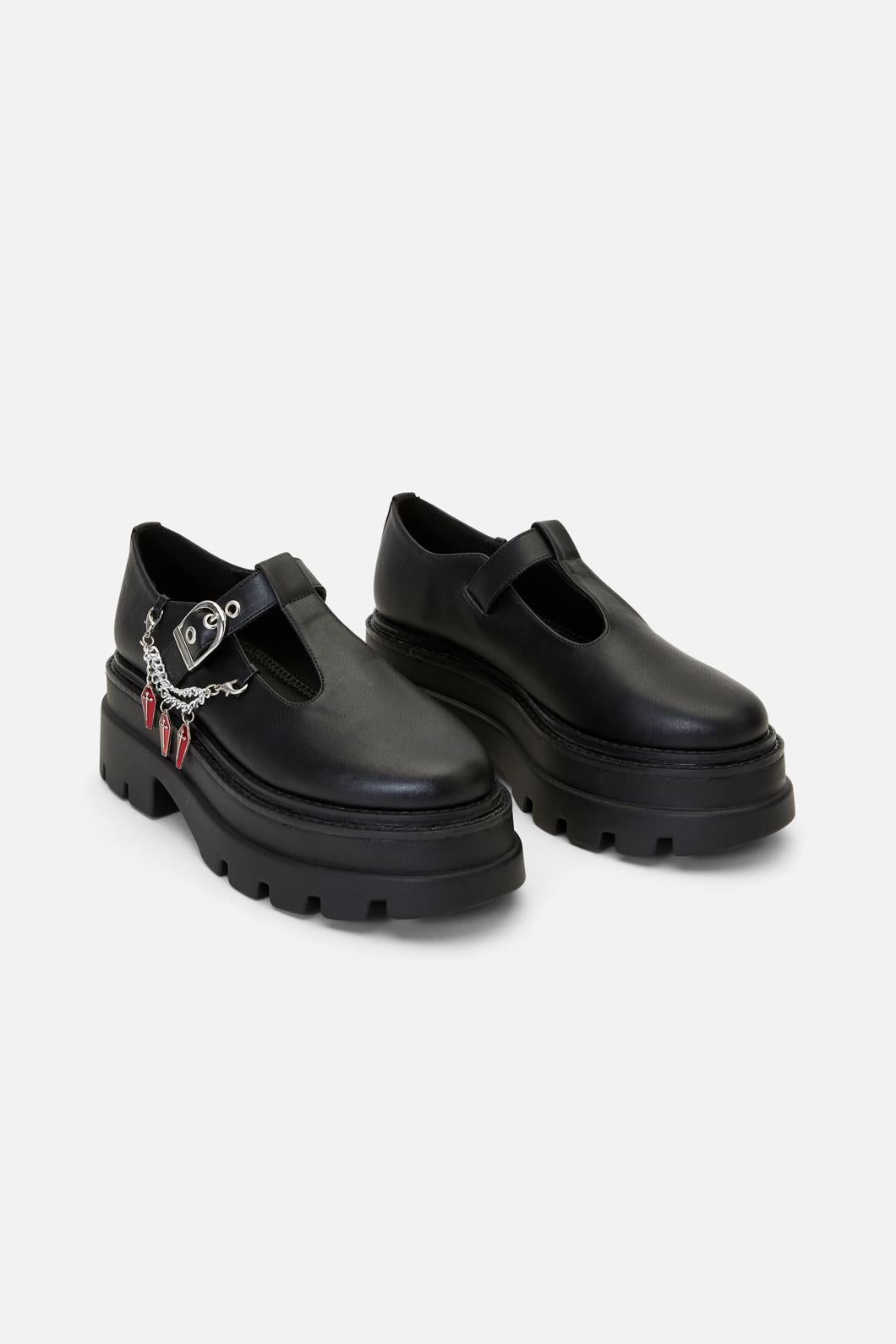 Dangerfield - Coffin Chain T Bar Shoe - black