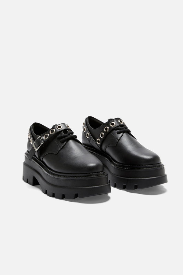 Dangerfield - Buckle Eyelet Shoe - black