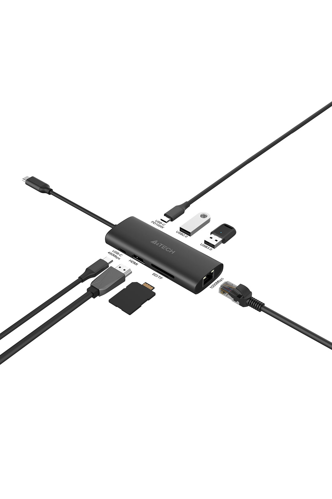 A4Tech - DST-80C 8Port Docking Station - ash-grey