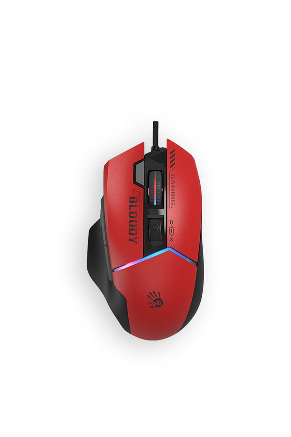 BLOODY - Bloody W95 Ultra Ex-Fire Sports Red Full Size Extra Fire Button 5-Zone RGB Gaming Mouse - sports-red