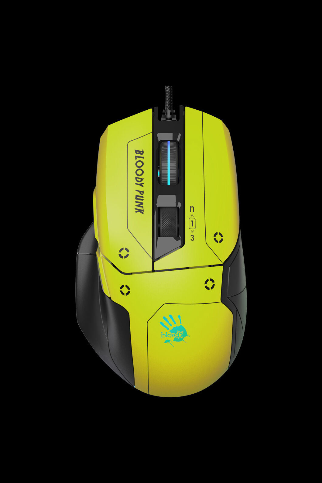 BLOODY - W70 Max-AC RGB 10,000 CPI Mouse - punk-yellow