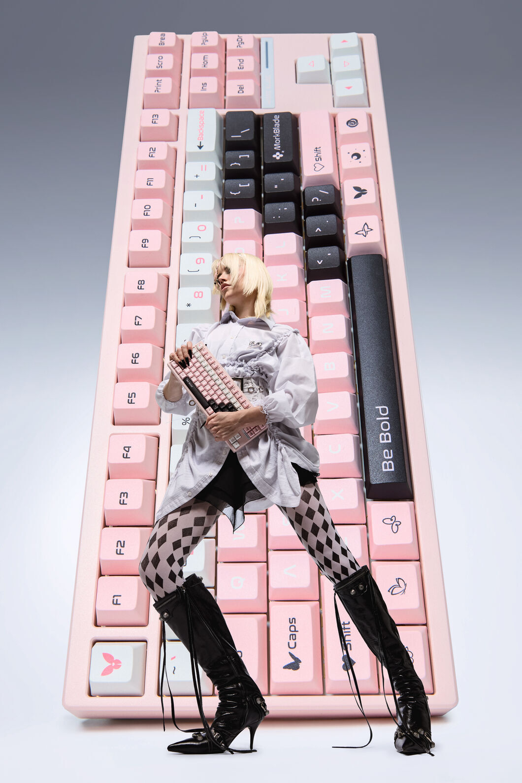 MORK BLADE - BOLD87P-Pink Jade GAMING KB - pink