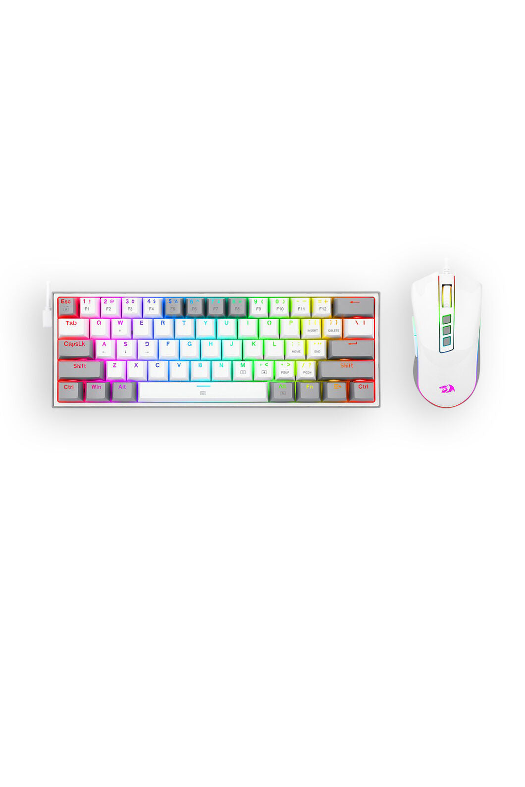REDRAGON - Redragon S131 White 60% RGB Mechanical Dynamic Duo Gaming Combo - white