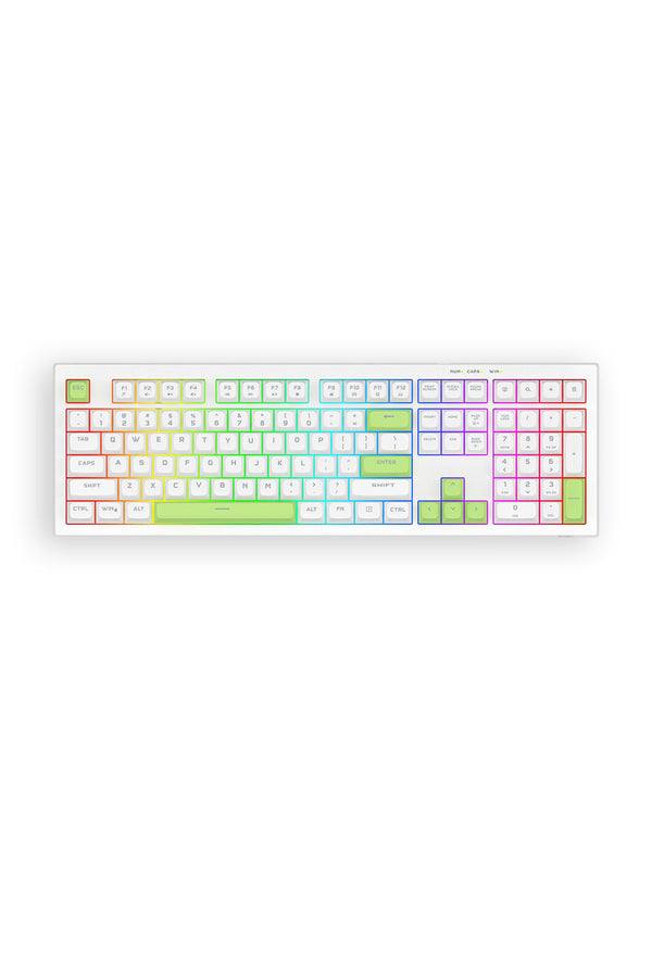 REDRAGON - Redragon K518W-RGB Crux White 108-Key Wired RGB Gaming Keyboard - white