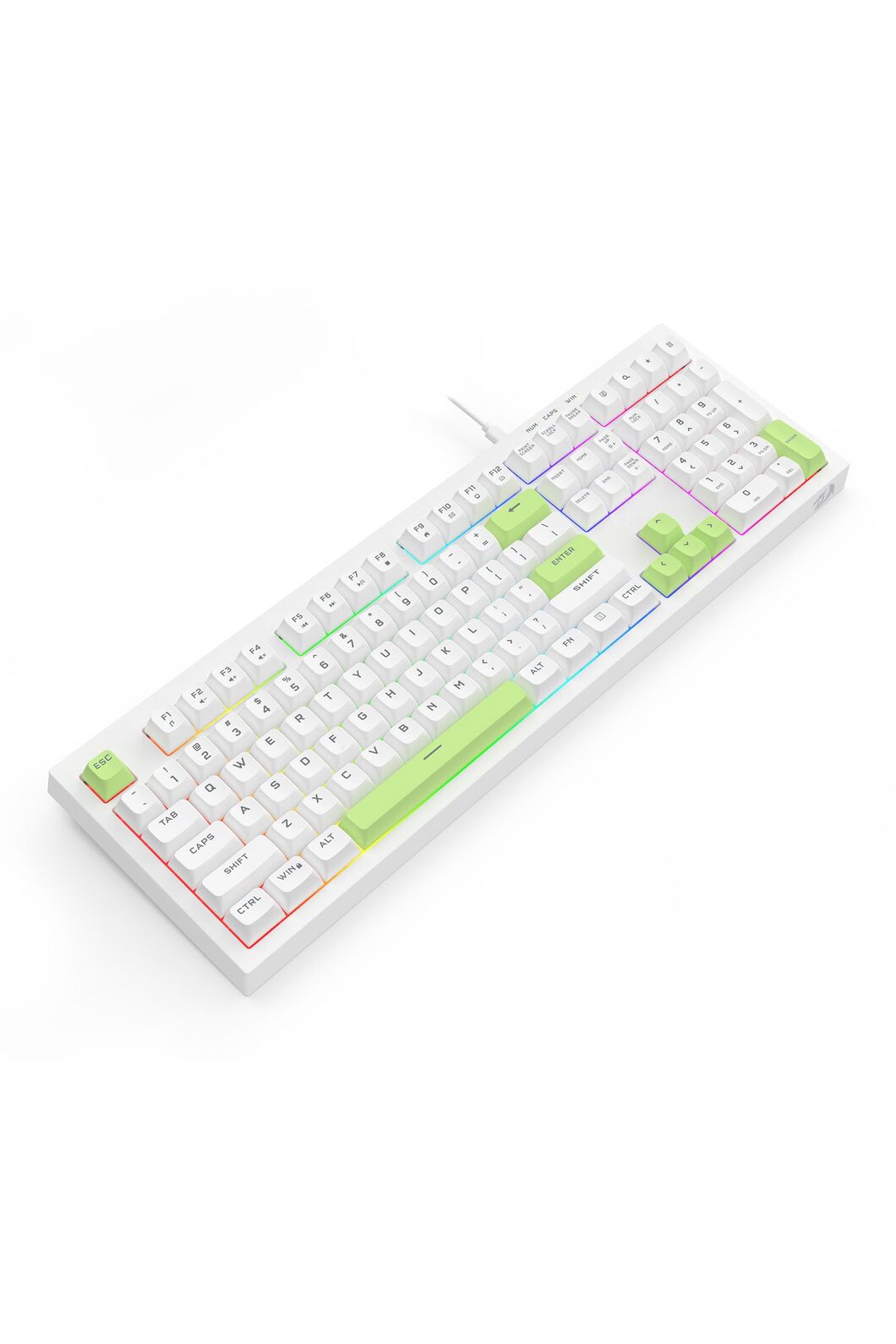 REDRAGON - Redragon K518W-RGB Crux White 108-Key Wired RGB Gaming Keyboard - white