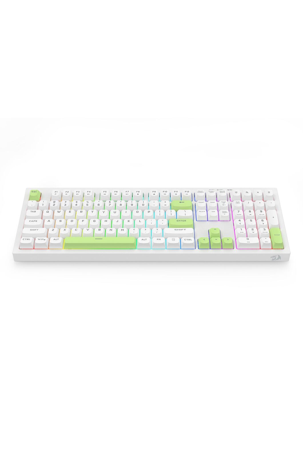 REDRAGON - Redragon K518W-RGB Crux White 108-Key Wired RGB Gaming Keyboard - white