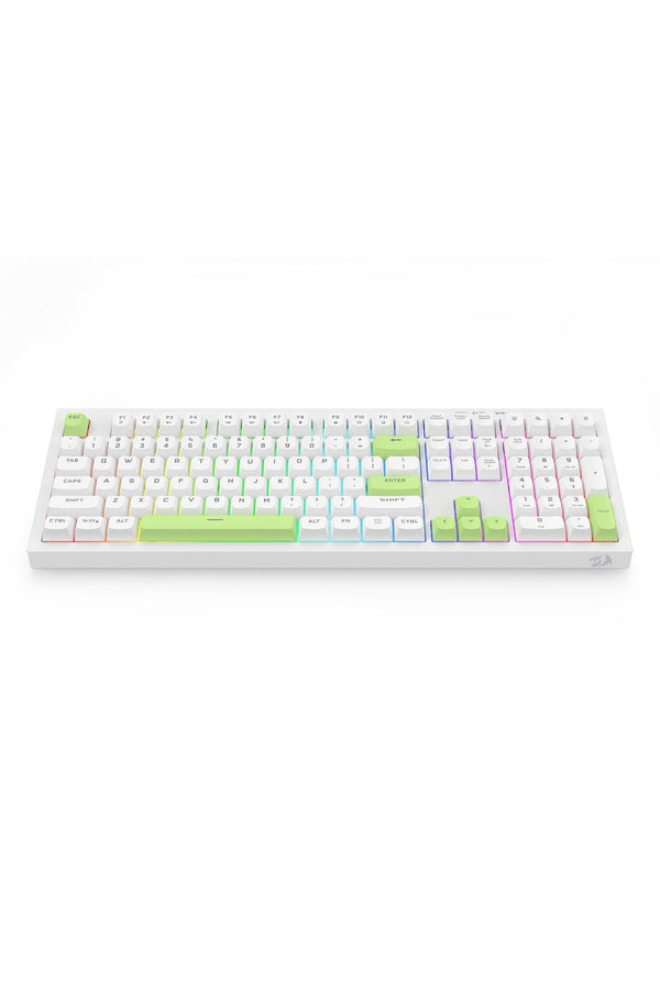 REDRAGON - Redragon K518W-RGB Crux White 108-Key Wired RGB Gaming Keyboard - white