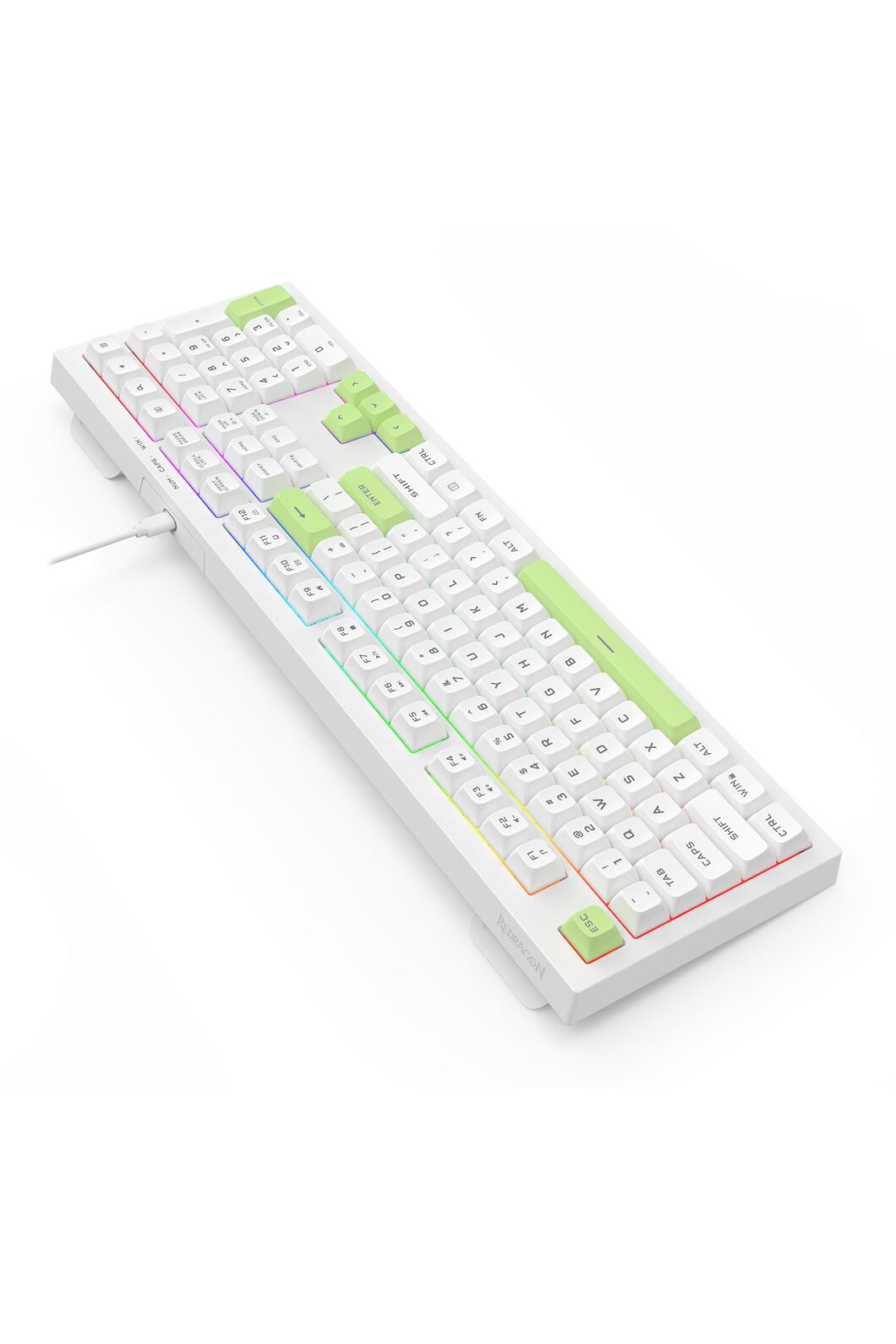 REDRAGON - Redragon K518W-RGB Crux White 108-Key Wired RGB Gaming Keyboard - white