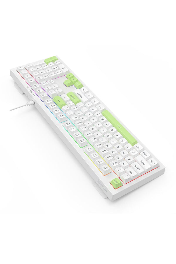 REDRAGON - Redragon K518W-RGB Crux White 108-Key Wired RGB Gaming Keyboard - white