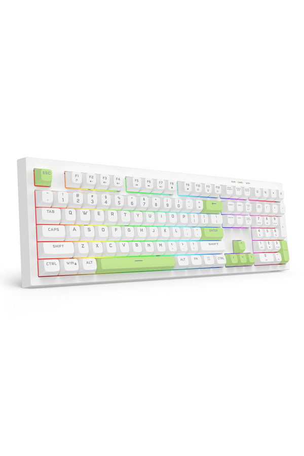 REDRAGON - Redragon K518W-RGB Crux White 108-Key Wired RGB Gaming Keyboard - white