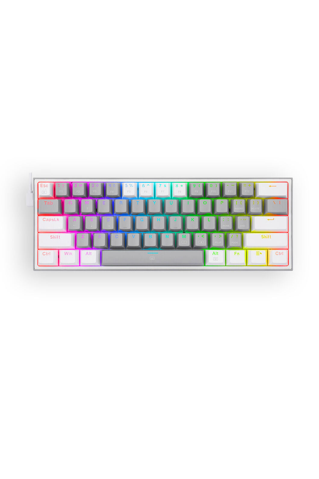 REDRAGON - Redragon K617-RGB Fizz Grey/White 60% Wired Mechanical Gaming Keyboard - grey-white