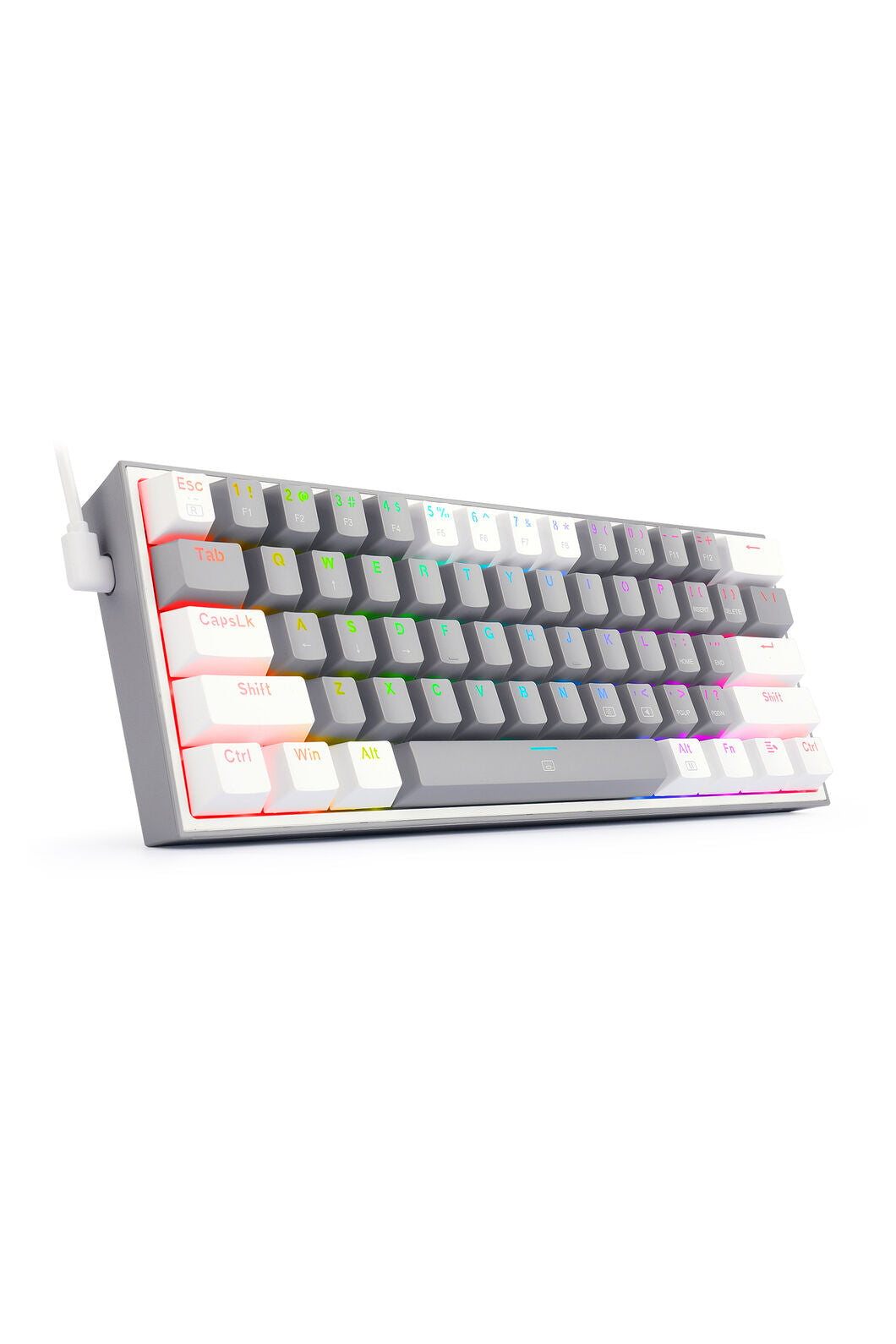 REDRAGON - Redragon K617-RGB Fizz Grey/White 60% Wired Mechanical Gaming Keyboard - grey-white