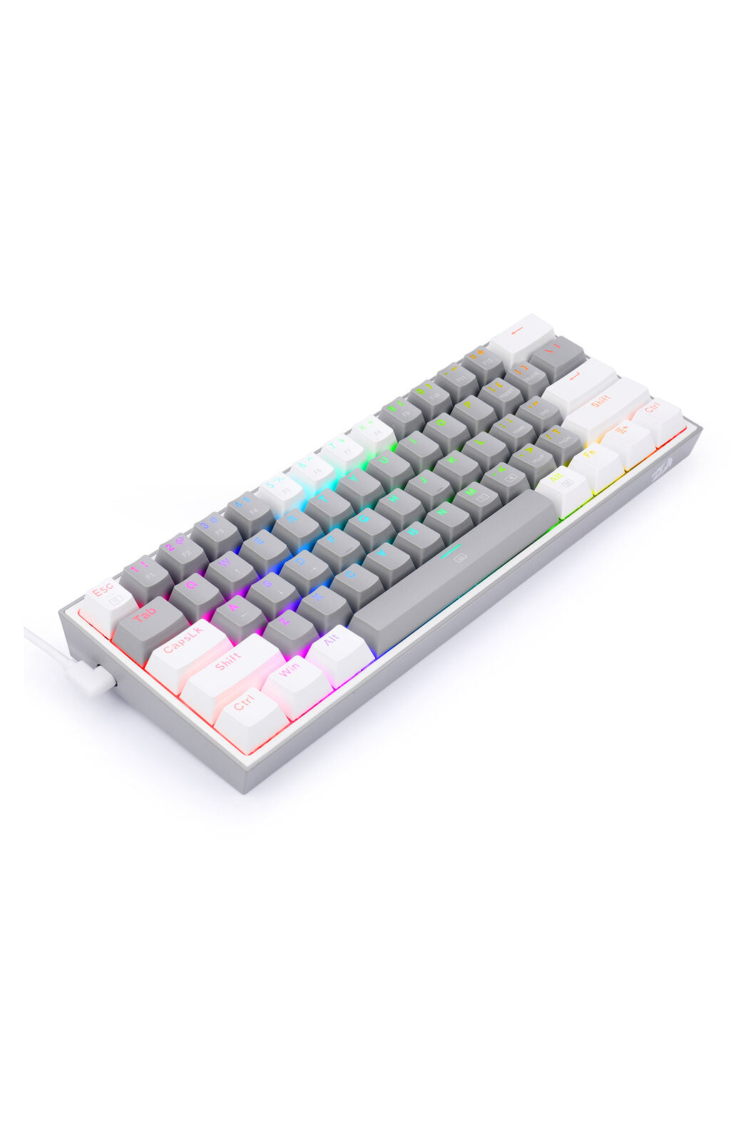 REDRAGON - Redragon K617-RGB Fizz Grey/White 60% Wired Mechanical Gaming Keyboard - grey-white