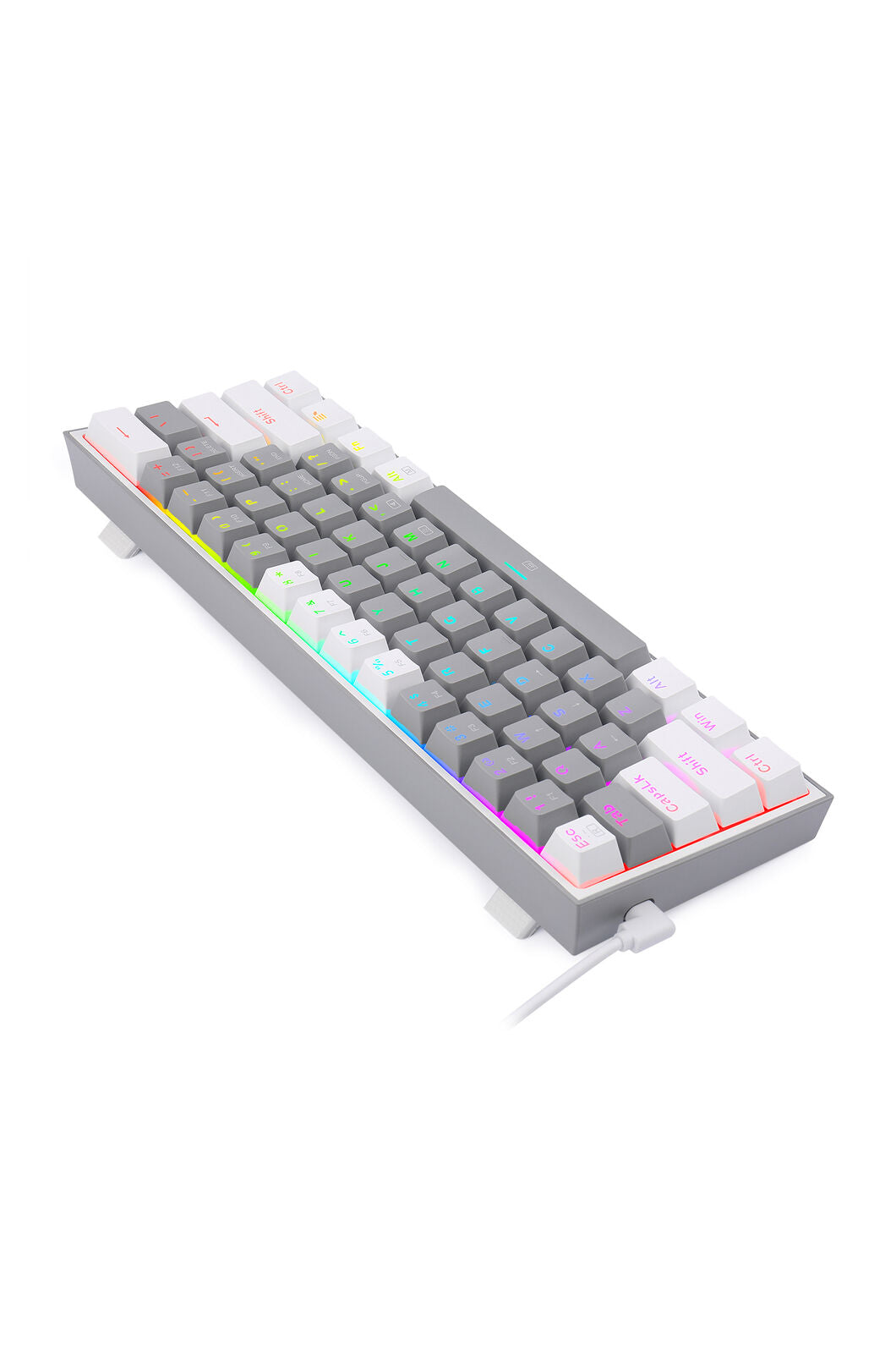 REDRAGON - Redragon K617-RGB Fizz Grey/White 60% Wired Mechanical Gaming Keyboard - grey-white