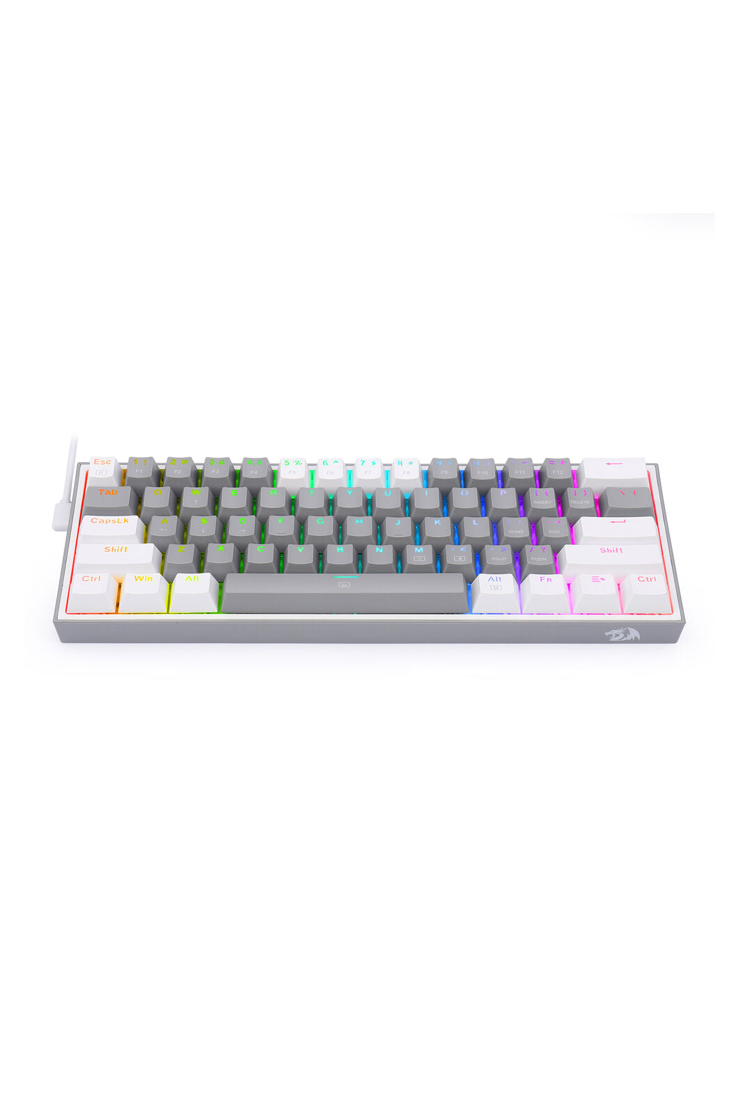 REDRAGON - Redragon K617-RGB Fizz Grey/White 60% Wired Mechanical Gaming Keyboard - grey-white
