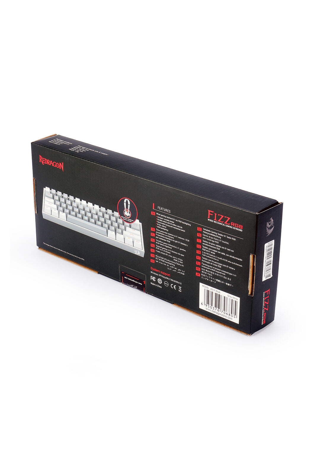 REDRAGON - K617-RGB Fizz 61Key Wired KB - grey-white