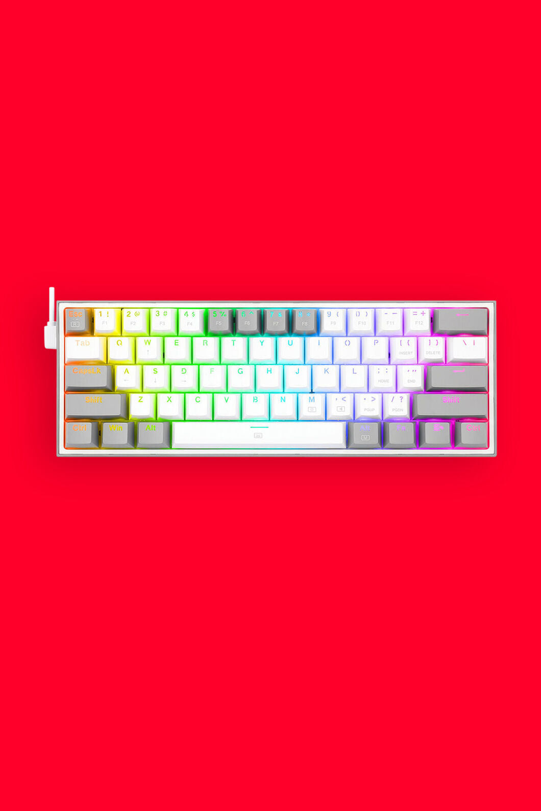 REDRAGON - K617-RGB Fizz 61Key Wired KB - white-grey