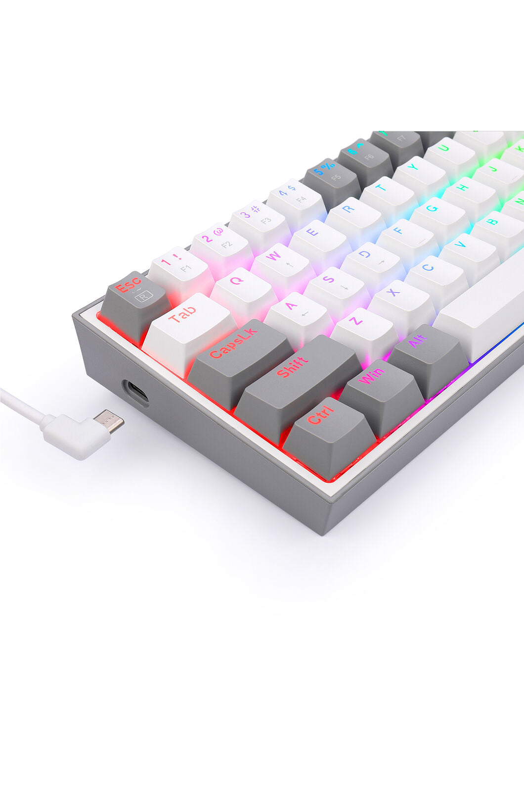 REDRAGON - Redragon K617-RGB Fizz White/Grey 60% Wired Mechanical Keyboard - white-grey