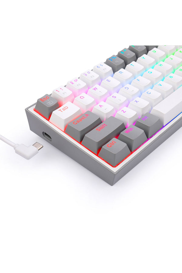 REDRAGON - Redragon K617-RGB Fizz White/Grey 60% Wired Mechanical Keyboard - white-grey