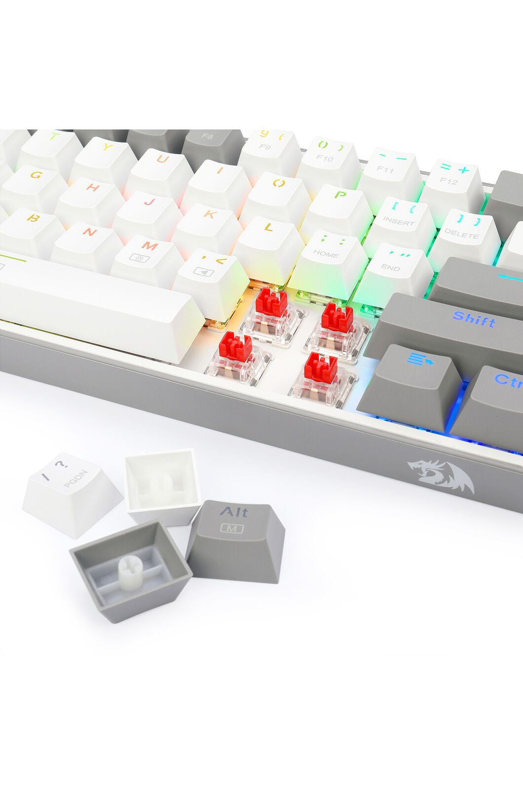 REDRAGON - Redragon K617-RGB Fizz White/Grey 60% Wired Mechanical Keyboard - white-grey