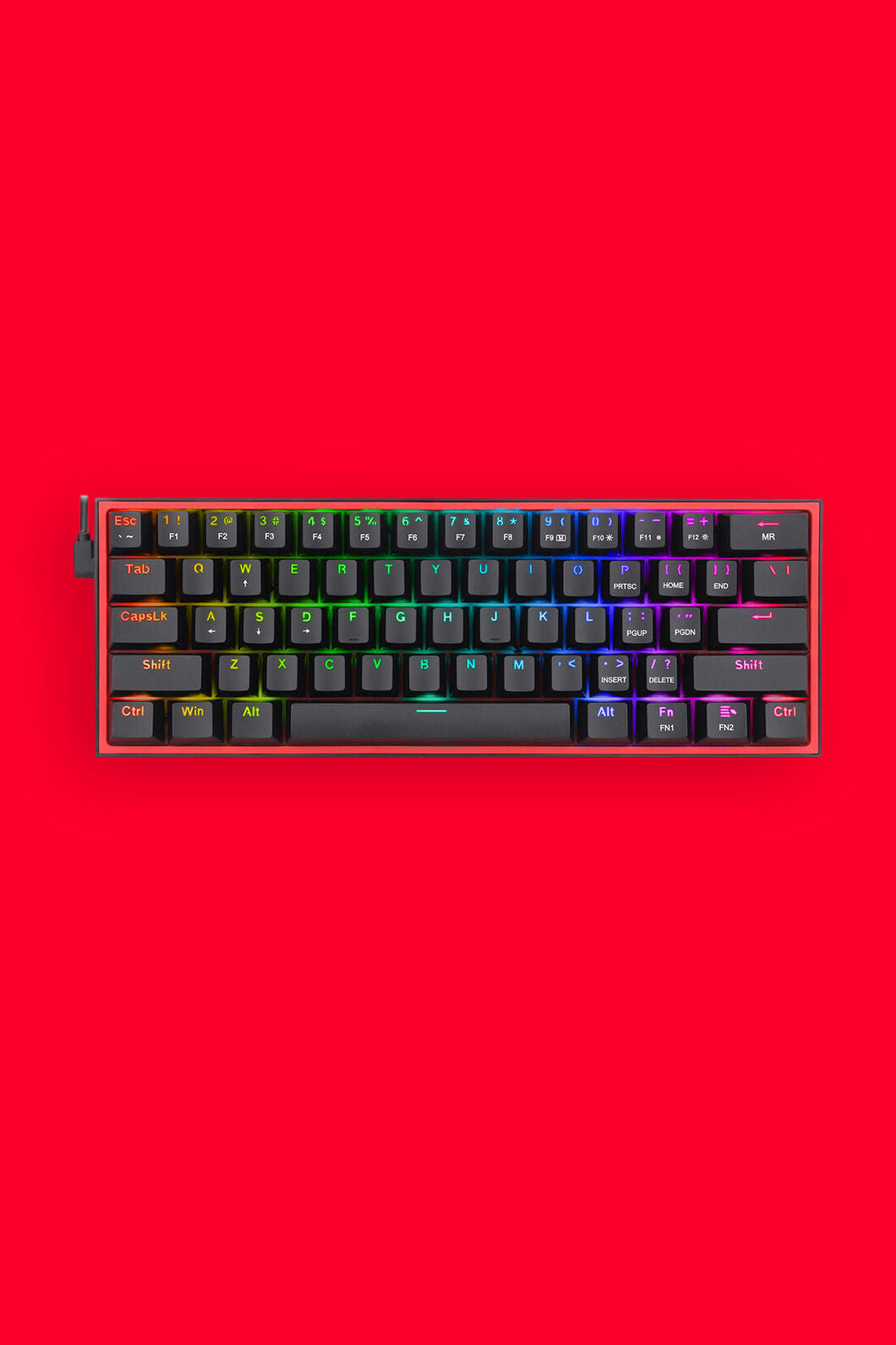 REDRAGON - K617-RGB Fizz 61Key Wired KB - grey