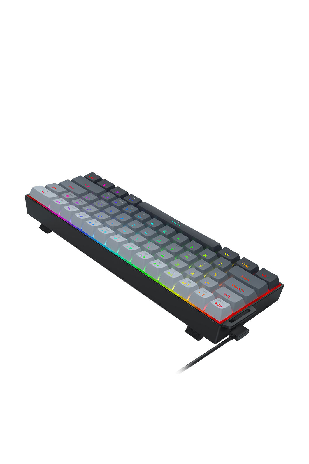 REDRAGON - Redragon K617GGB-RGB-MP Fizz Grey 60% Rapid Trigger Magnetic RGB Gaming Keyboard - grey