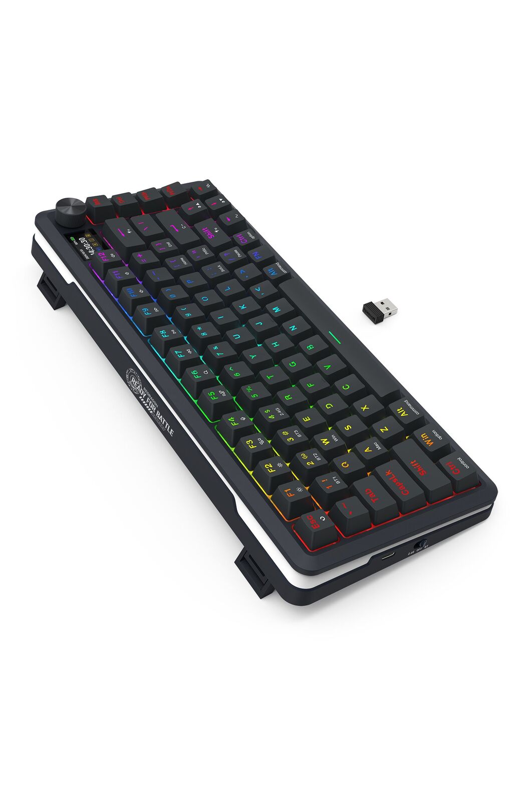 REDRAGON - Redragon K708RGB-Pro Fleact Black 75% LCD Mechanical Keyboard - black
