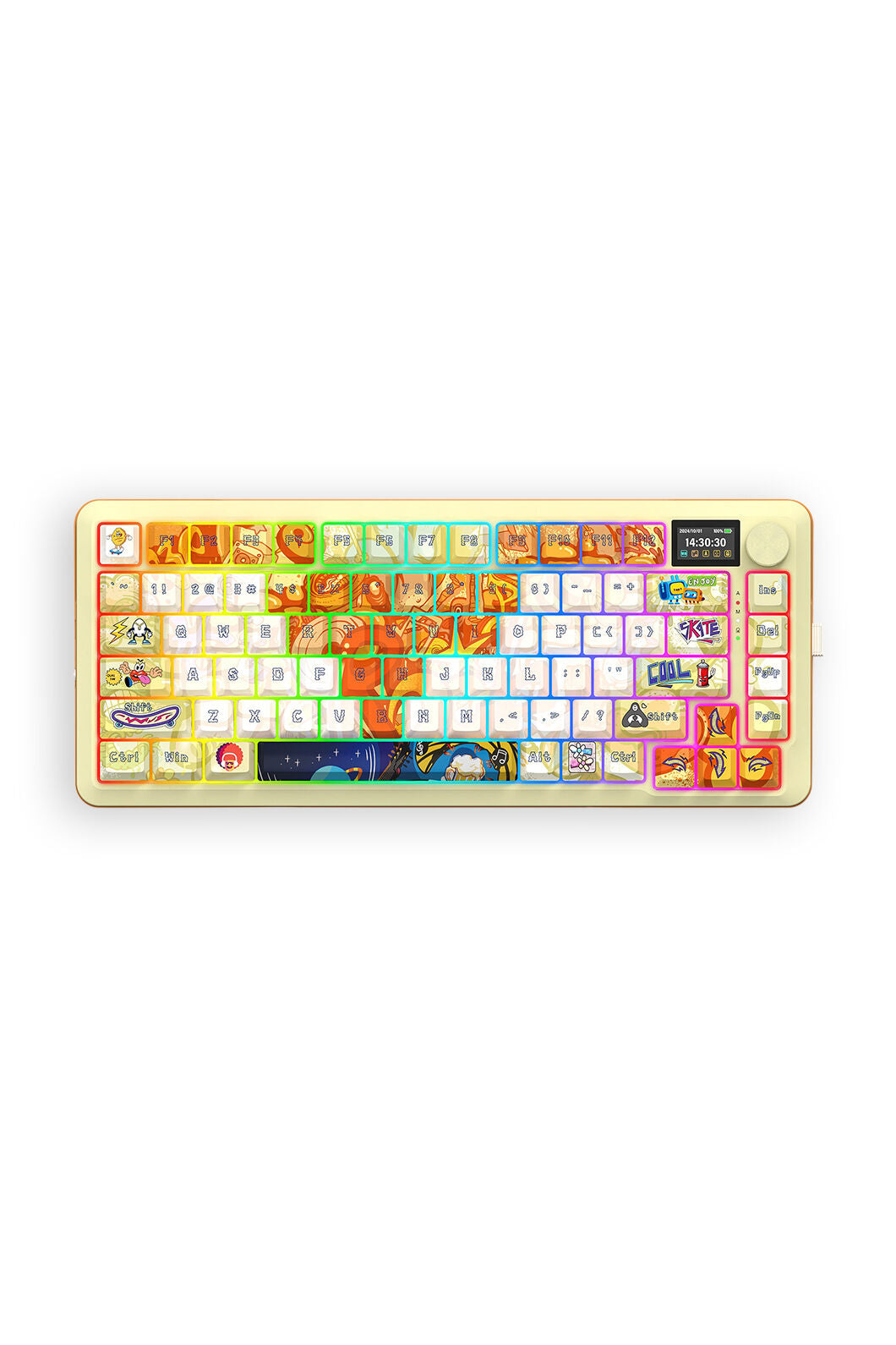 REDRAGON - Redragon K708GF RGB Pro Fleact Yellow 75% LCD Gasket Wireless Mechanical Keyboard - yellow