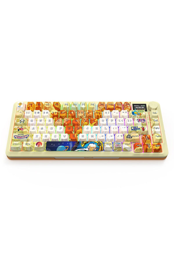 REDRAGON - Redragon K708GF RGB Pro Fleact Yellow 75% LCD Gasket Wireless Mechanical Keyboard - yellow