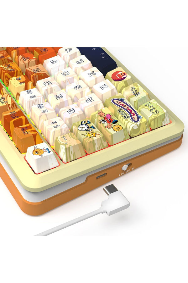 REDRAGON - Redragon K708GF RGB Pro Fleact Yellow 75% LCD Gasket Wireless Mechanical Keyboard - yellow