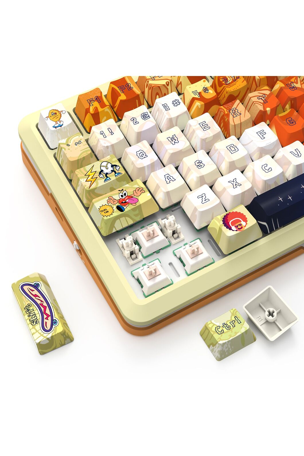 REDRAGON - Redragon K708GF RGB Pro Fleact Yellow 75% LCD Gasket Wireless Mechanical Keyboard - yellow
