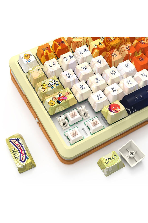 REDRAGON - Redragon K708GF RGB Pro Fleact Yellow 75% LCD Gasket Wireless Mechanical Keyboard - yellow