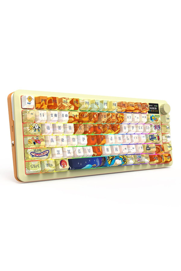 REDRAGON - Redragon K708GF RGB Pro Fleact Yellow 75% LCD Gasket Wireless Mechanical Keyboard - yellow