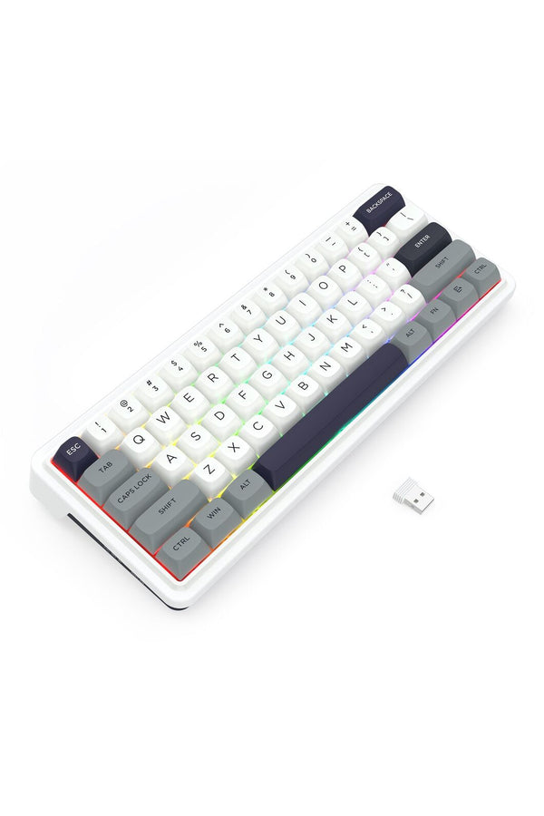 REDRAGON - Redragon K730WGP RGB Pro Draconic V2 Grey 60% Gasket Wireless Mechanical Keyboard - grey