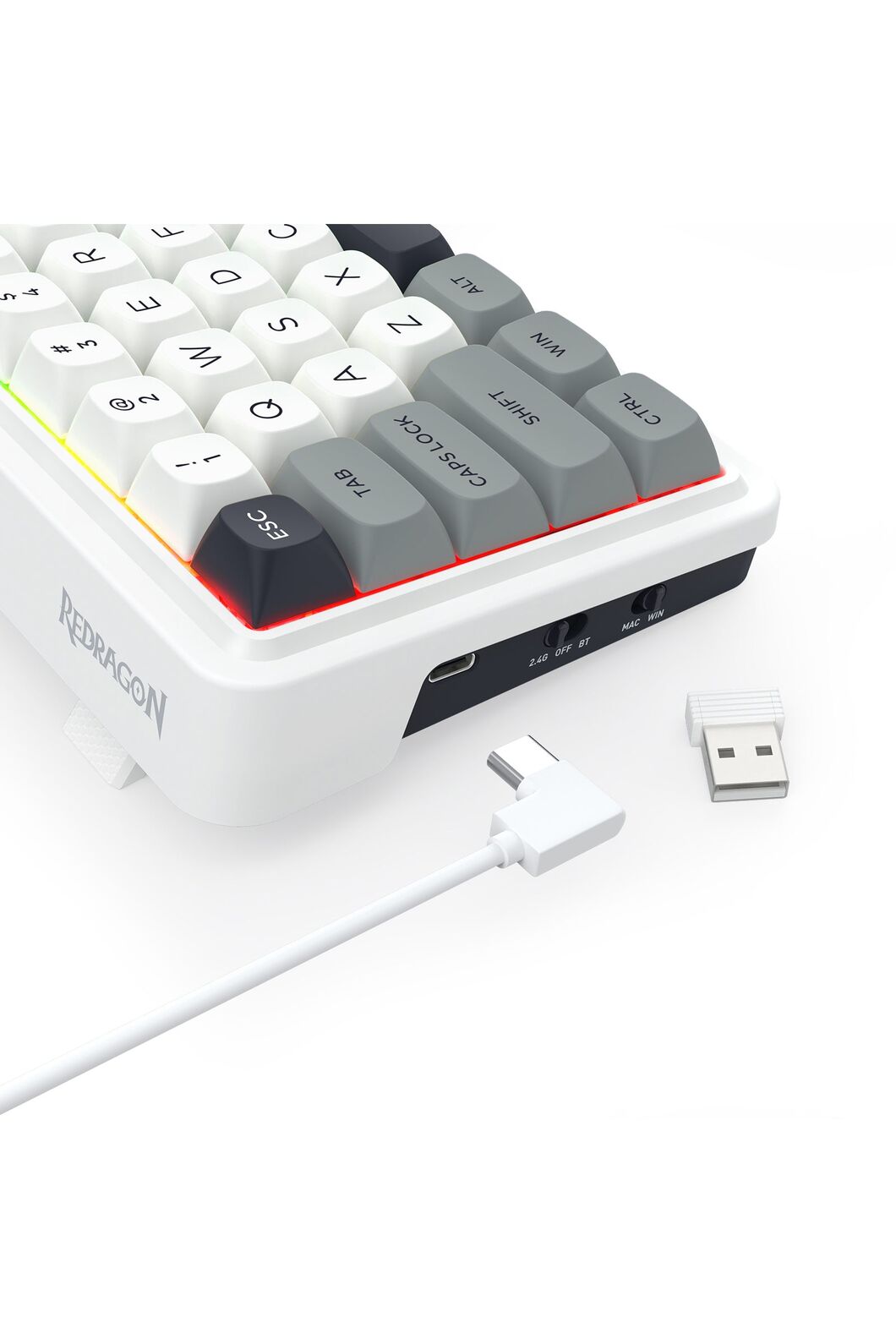 REDRAGON - Redragon K730WGP RGB Pro Draconic V2 Grey 60% Gasket Wireless Mechanical Keyboard - grey