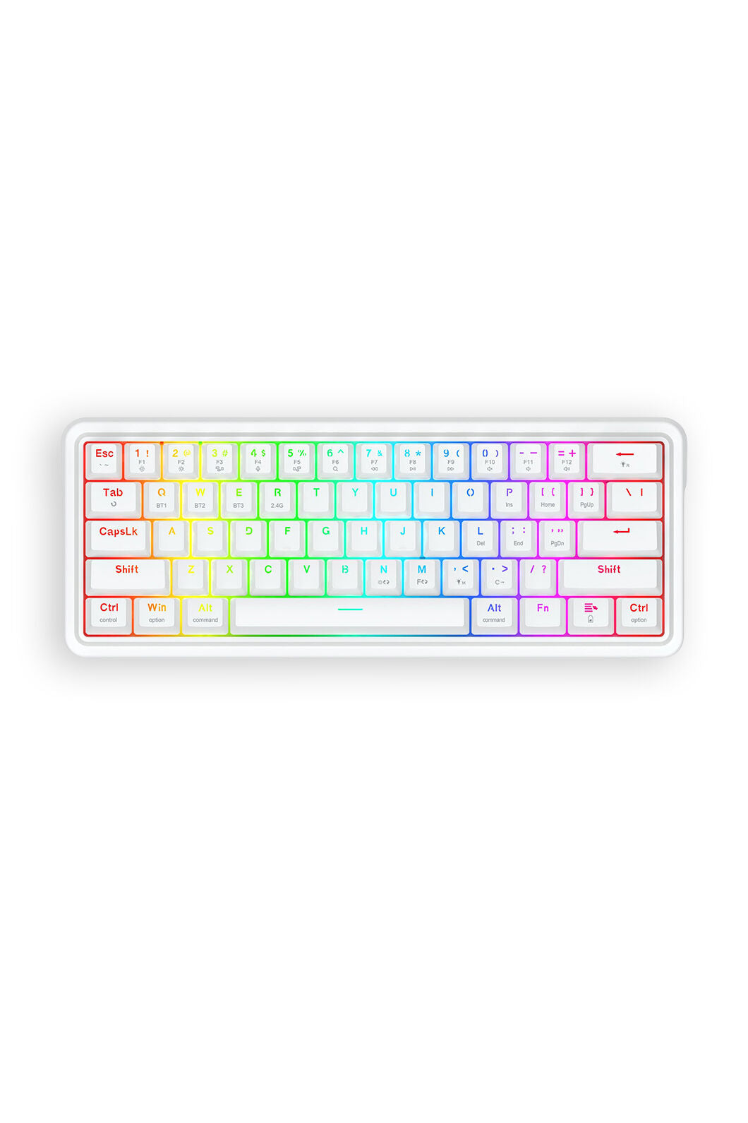 REDRAGON - Redragon K730W RGB Pro Draconic V2 White 60% Gasket Wireless Mechanical Keyboard - white
