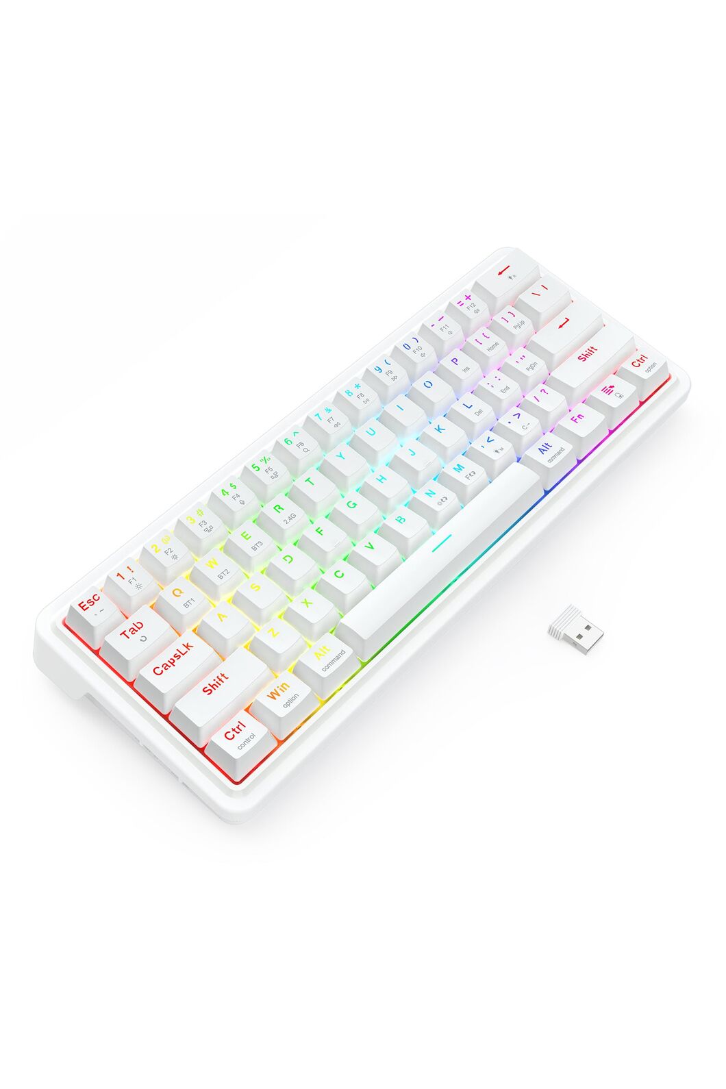 REDRAGON - Redragon K730W RGB Pro Draconic V2 White 60% Gasket Wireless Mechanical Keyboard - white