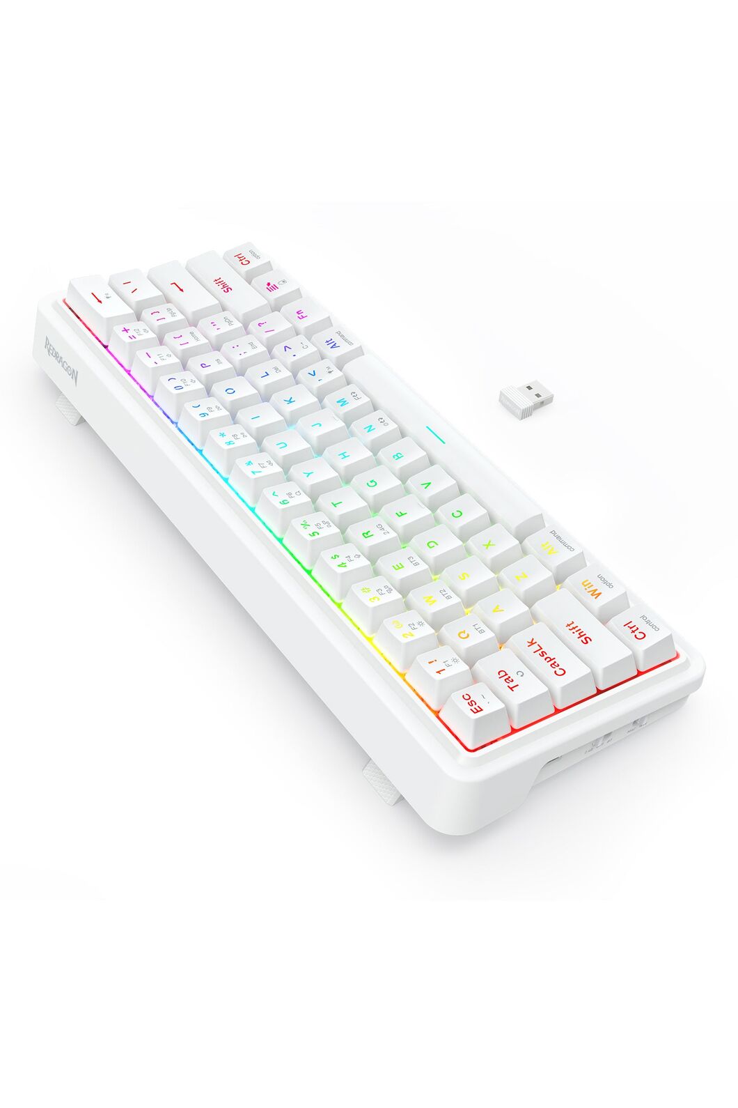 REDRAGON - Redragon K730W RGB Pro Draconic V2 White 60% Gasket Wireless Mechanical Keyboard - white
