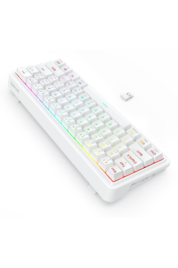 REDRAGON - Redragon K730W RGB Pro Draconic V2 White 60% Gasket Wireless Mechanical Keyboard - white